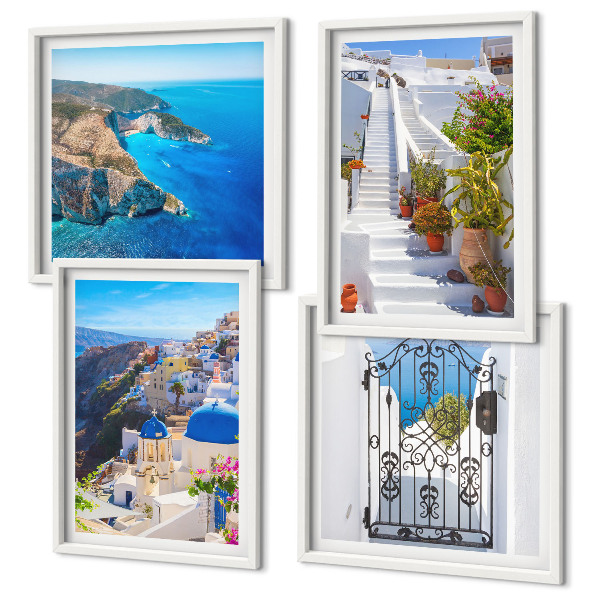 Wanddeko-set Griechische Architektur auf Santorin, Oia