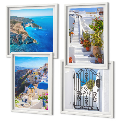 Wanddeko-set Griechische Architektur auf Santorin, Oia