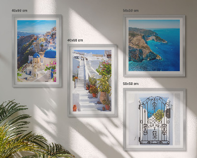 Wanddeko-set Griechische Architektur auf Santorin, Oia