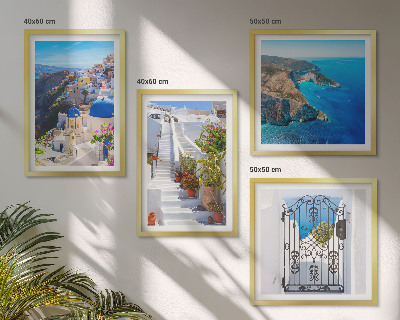 Wanddeko-set Griechische Architektur auf Santorin, Oia