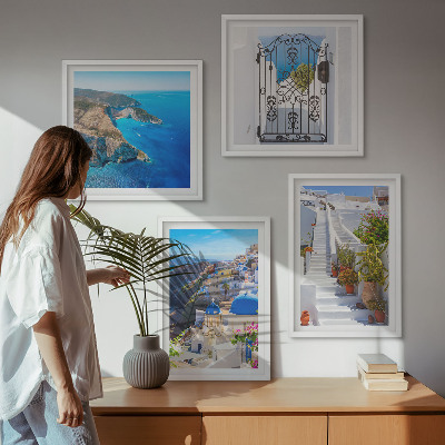 Wanddeko-set Griechische Architektur auf Santorin, Oia