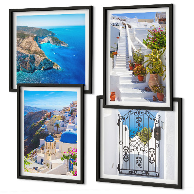 Wanddeko-set Griechische Architektur auf Santorin, Oia