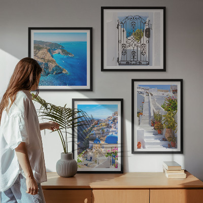 Wanddeko-set Griechische Architektur auf Santorin, Oia