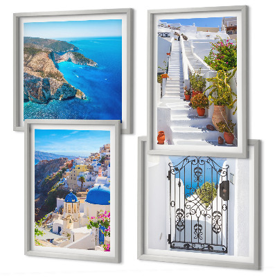 Wanddeko-set Griechische Architektur auf Santorin, Oia