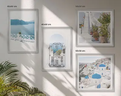 Polyptychon mit Rahmen Motiv Weiße Treppenpflanzen am Meer