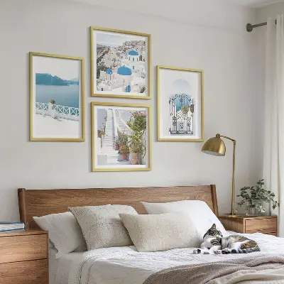 Polyptychon mit Rahmen Motiv Weiße Treppenpflanzen am Meer