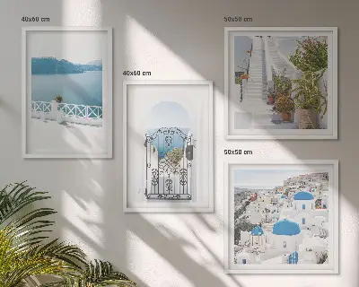 Polyptychon mit Rahmen Motiv Weiße Treppenpflanzen am Meer