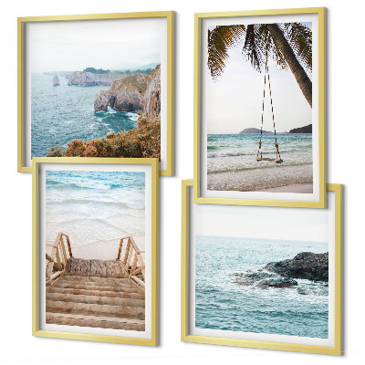 Wanddeko-set Treppe, Strand, Meerblick, Schaukel