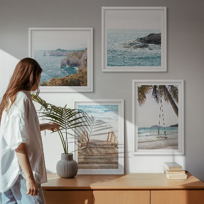 Wanddeko-set Treppe, Strand, Meerblick, Schaukel
