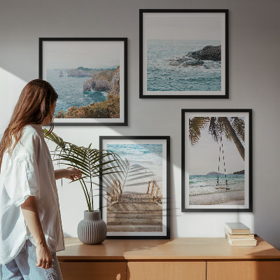 Wanddeko-set Treppe, Strand, Meerblick, Schaukel