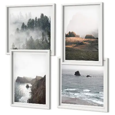 Wanddeko-Set mit Motiven von Bergen und dem Meer
