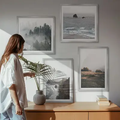 Wanddeko-Set mit Motiven von Bergen und dem Meer