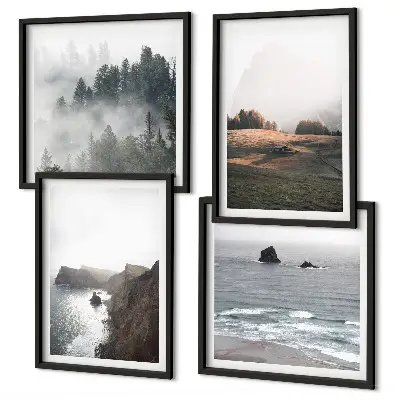 Wanddeko-Set mit Motiven von Bergen und dem Meer