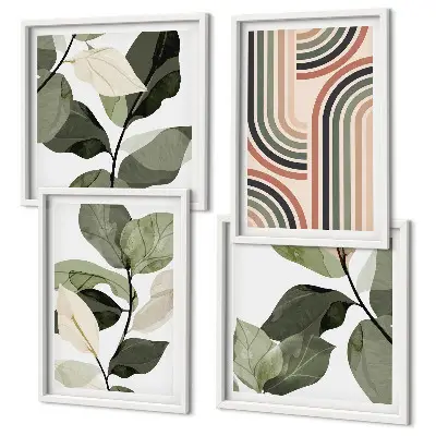 Wanddeko-Set mit geometrischen Pflanzenmotiven