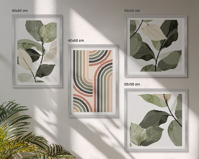 Wanddeko-set Geometrische Pflanzenmotive