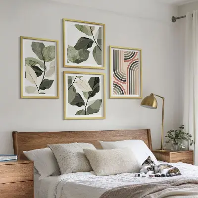 Wanddeko-Set mit geometrischen Pflanzenmotiven