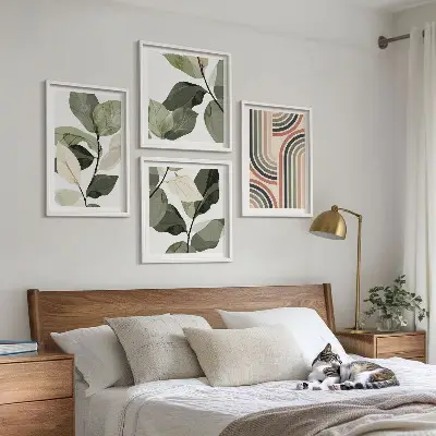 Wanddeko-Set mit geometrischen Pflanzenmotiven