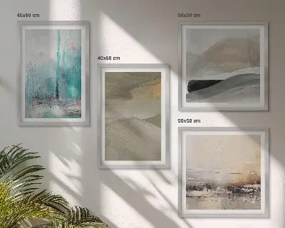 Abstraktes Wandbild als Polyptychon mit dekorativem Rahmen