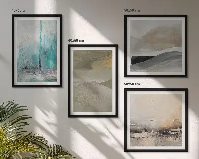 Abstraktes Wandbild als Polyptychon mit dekorativem Rahmen