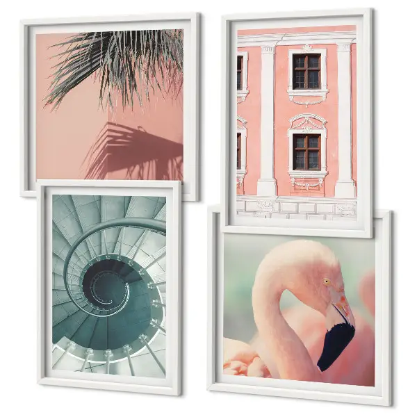 Wanddeko-Set mit Architektur-Pastellmuster