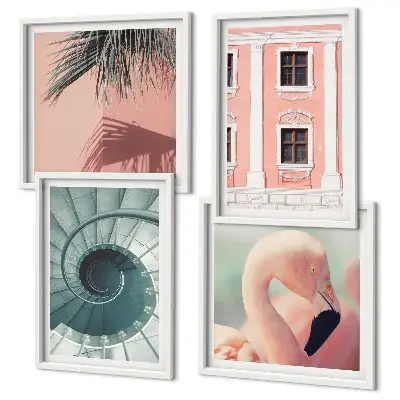Wanddeko-Set mit Architektur-Pastellmuster