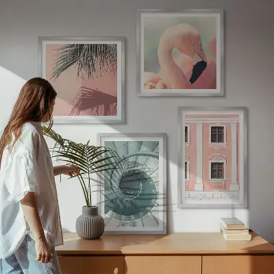 Wanddeko-Set mit Architektur-Pastellmuster