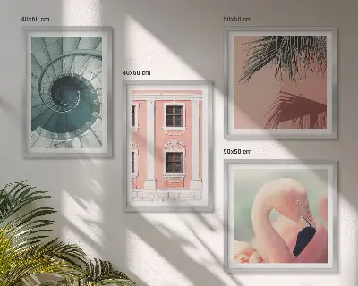 Wanddeko-Set mit Architektur-Pastellmuster