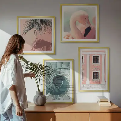 Wanddeko-Set mit Architektur-Pastellmuster