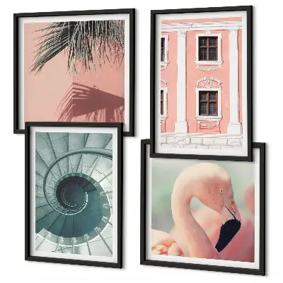 Wanddeko-Set mit Architektur-Pastellmuster