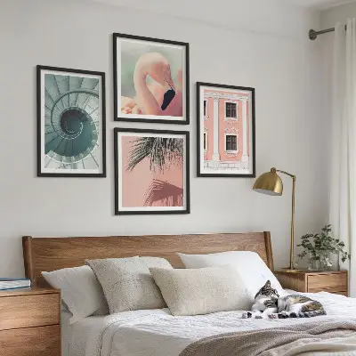 Wanddeko-Set mit Architektur-Pastellmuster