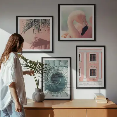 Wanddeko-Set mit Architektur-Pastellmuster