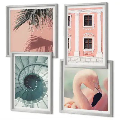 Wanddeko-Set mit Architektur-Pastellmuster