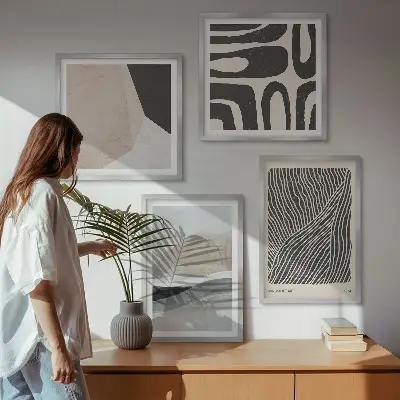 Abstrakte Boho-Dekorationsmuster als gerahmtes Polyptychon