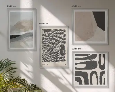 Abstrakte Boho-Dekorationsmuster als gerahmtes Polyptychon