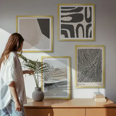 Abstrakte Boho-Dekorationsmuster als gerahmtes Polyptychon