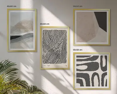 Abstrakte Boho-Dekorationsmuster als gerahmtes Polyptychon