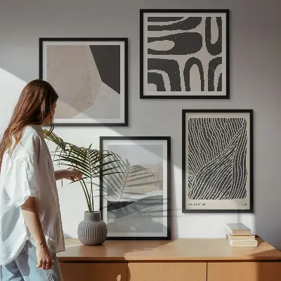 Abstrakte Boho-Dekorationsmuster als gerahmtes Polyptychon