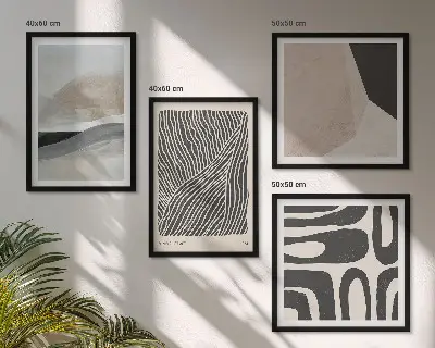 Abstrakte Boho-Dekorationsmuster als gerahmtes Polyptychon