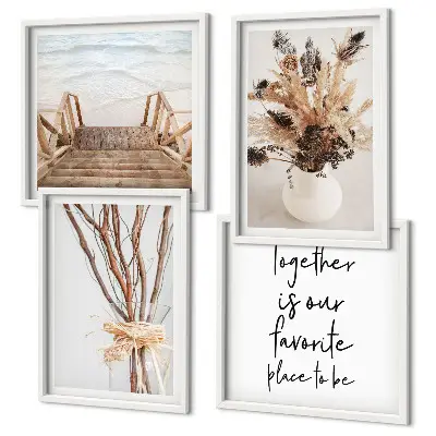 Wanddeko-Set mit minimalistischen Blumenzweigen in Natur