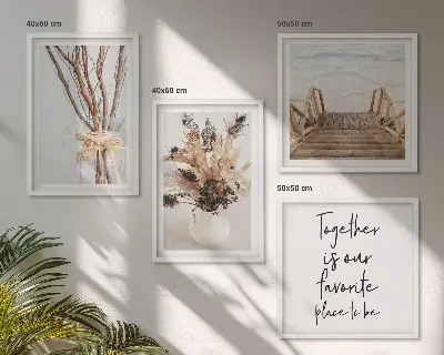 Wanddeko-Set mit minimalistischen Blumenzweigen in Natur
