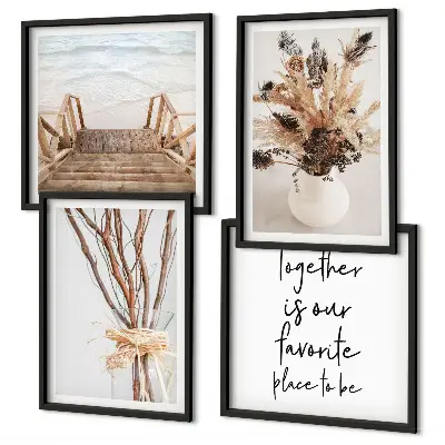 Wanddeko-Set mit minimalistischen Blumenzweigen in Natur