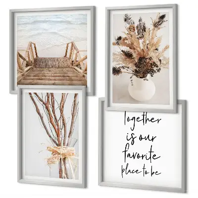 Wanddeko-Set mit minimalistischen Blumenzweigen in Natur
