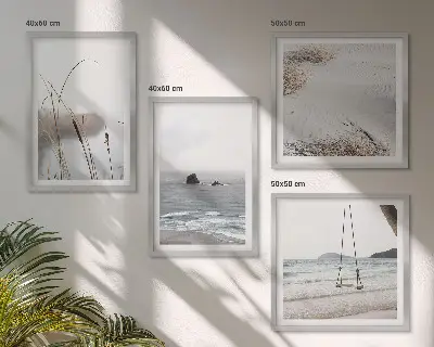 Vegetation am Wasser im Sommer als gerahmtes Polyptychon