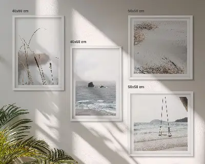 Vegetation am Wasser im Sommer als gerahmtes Polyptychon