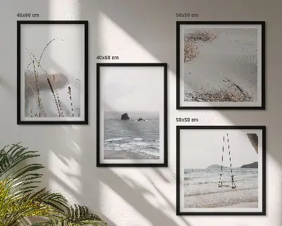 Vegetation am Wasser im Sommer als gerahmtes Polyptychon