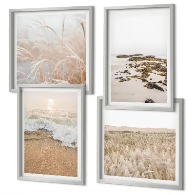 Wanddeko-Set mit Motiv Strandwellen, Steine und Sommer