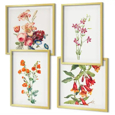 Wanddeko-Set mit Blumenmalerei im Retro-Stil