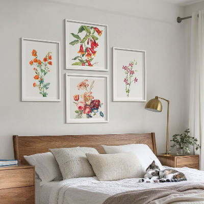 Wanddeko-set Blumenmalerei im Retro-Stil