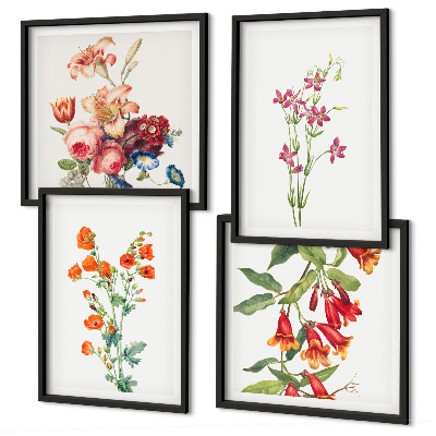 Wanddeko-set Blumenmalerei im Retro-Stil