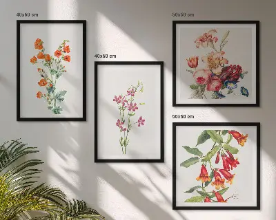 Wanddeko-Set mit Blumenmalerei im Retro-Stil